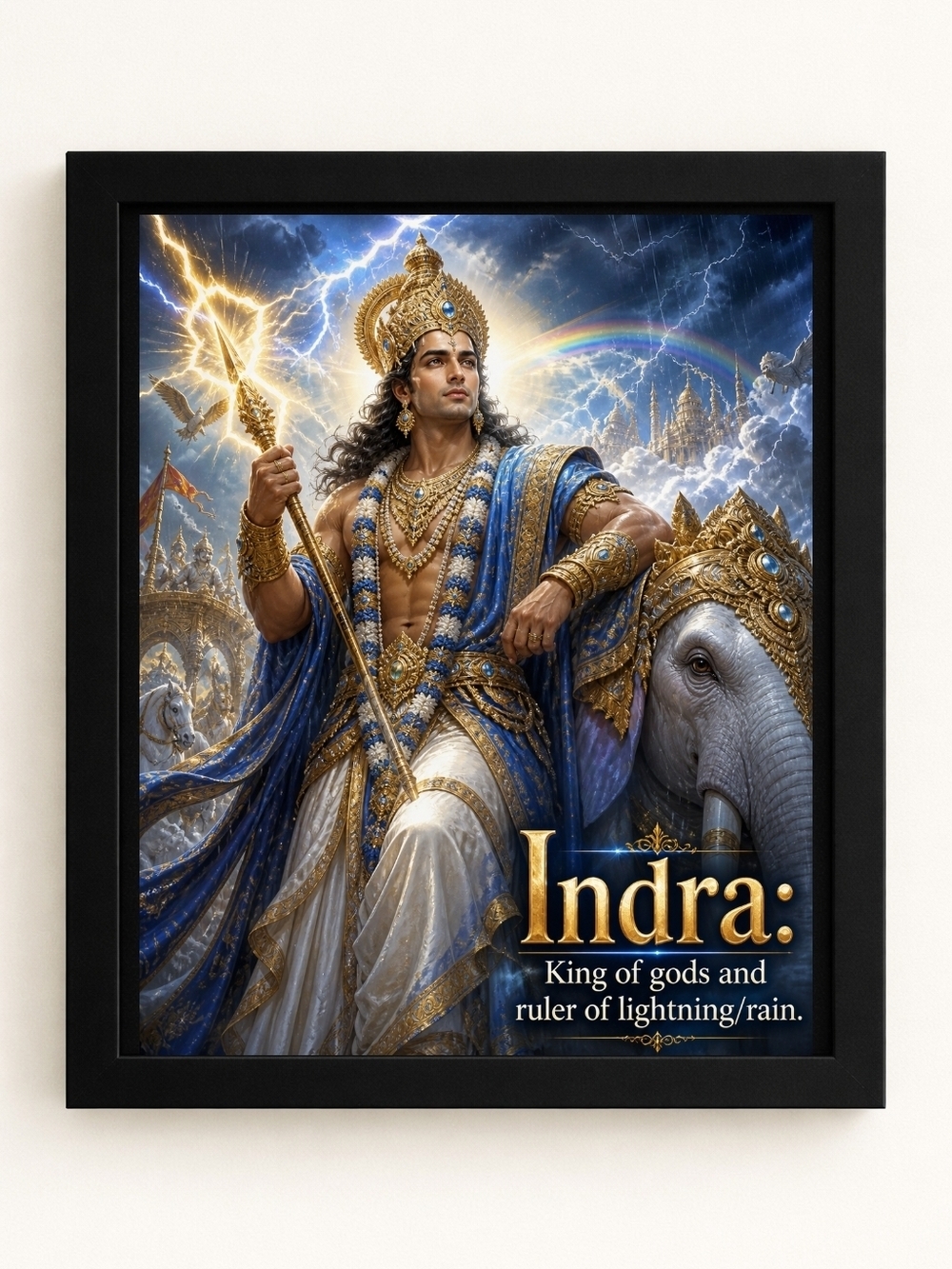 Indra Hindu God A.I. Art Print 8x10 Frame